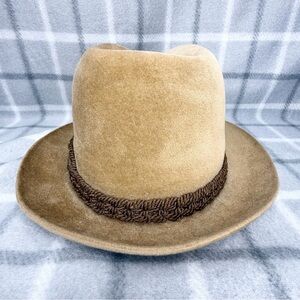 Vtg Stetson The Sovereign Soft Felt Fedora Hat Light Brown 7 1/8 - 57 USA Made